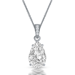 ROZZATO C.z. Sterling Pear Shape Cubic Zirconia Pendant In Silver