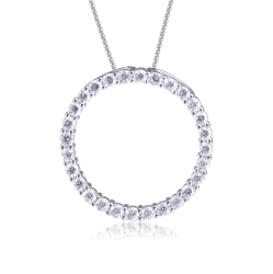 ROZZATO Sterling Cubic Zirconia Round Circle Pendant Necklace In Silver