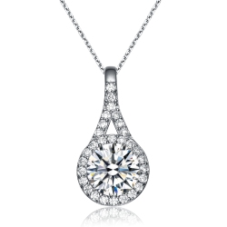 ROZZATO Cz Sterling Rhodium Plated Pendant In Silver