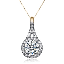 ROZZATO Cz Sterling Silver Plated Pendant In Gold