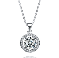 ROZZATO Sterling Cubic Zirconia Round Shape Necklace In Silver