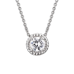 ROZZATO C.z. Sterling Round Cable Stud Pendant In Silver