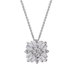 ROZZATO C.z. Sterling Square Baguette Pendant In Silver