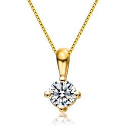 ROZZATO Sterling Silver With Plated Clear Round Cubic Zirconia Solitaire Necklace In Gold