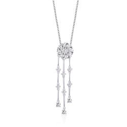 ROZZATO Sterling Silver Cubic Zirconia And Cubic Zirconia Dangling Pendant Necklace In White