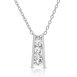 ROZZATO Sterling Cubic Zirconia Mini Graduated Journey Style Necklace In Silver