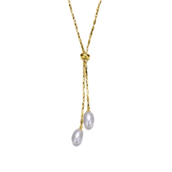 ROZZATO 14K Plated Pearl And Cubic Zirconia Y Neck Necklace In Gold