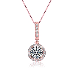 ROZZATO Rose Overlay Cubic Zirconia Solitaire Necklace In Gold