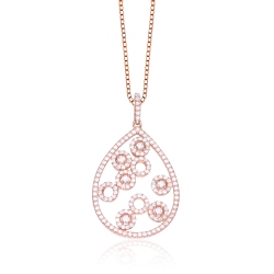 ROZZATO Sterling Silver Overlay Cubic Zirconia Circles Galore Necklace In Gold