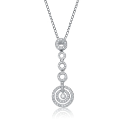 ROZZATO Sterling Circles Cubic Zirconia Accent Pendant Necklace In Silver
