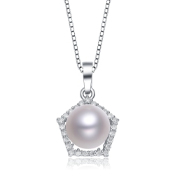 ROZZATO Sterling Cubic Zirconia Pearl Necklace In Silver