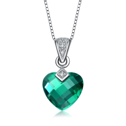ROZZATO Sterling Silver Heart Cubic Zirconia Pendant In Green