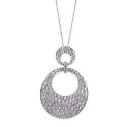 ROZZATO Sterling Cubic Zirconia Dual Circle Pendant In Silver