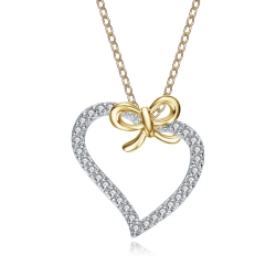 ROZZATO Gold-Plated Sterling Cubic Zirconia Heart And Bowtie Necklace In Silver