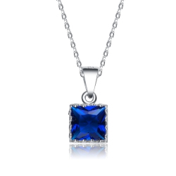 ROZZATO Collette Z Sterling Silver Square Cubic Zirconia Pendant In Blue
