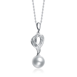 ROZZATO Sterling Silver Cubic Zirconia And Pearl Pendant In White