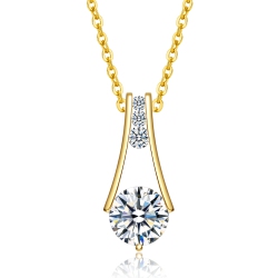 ROZZATO Sterling Silver 14K Plated And Clear Cubic Zirconia Pendant Necklace In Gold