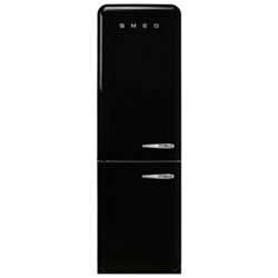 Smeg 50's Style 24" 12.9 Cu. Ft. Bottom Freezer Refrigerator with LED Lighting (FAB32ULBL3) - Black