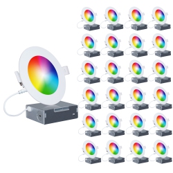 INFIBRITE 4 In. Wi-Fi Smart Ultra-Thin Recessed Integrated Led Light 9W 810Lm Dimmable, Works W/ Alexa/google, Wet Rated (24 Pack)