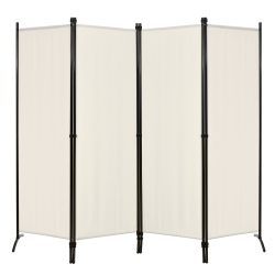 TOPBUY 5.6Ft Tall Folding Room Divider Freestanding 4-Panel Privacy Screen W/iron Frame Black/coffee/white