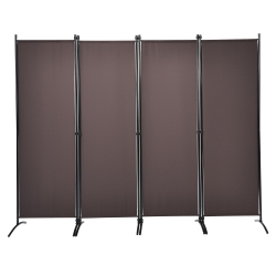 TOPBUY 5.6Ft Tall Folding Room Divider Freestanding 4-Panel Privacy Screen W/iron Frame Black/coffee/white