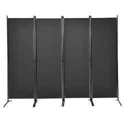 TOPBUY 5.6Ft Tall Folding Room Divider Freestanding 4-Panel Privacy Screen W/iron Frame Black/coffee/white