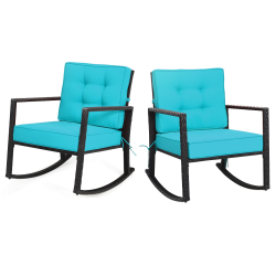 TOPBUY Patiojoy 2PCs Outdoor Wicker Rocking Chairs Glider Rattan Rocker Recliner With Cushion