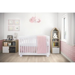 BEBELELO 4 Pieces Baby Bedding Set - Nursery Crib Set Of Skirt, Mattress Cover, And Duvet \w Cover for Kids, Boys, Girls, (Pink Color \w Stars