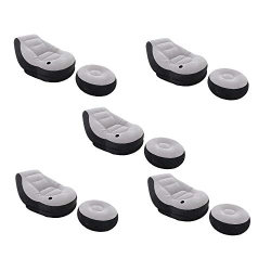 INTEX Inflatable Ultra Lounge Chair With Cup Holder & Ottoman Set (5 Pack) In Gray