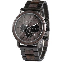 BOBO BIRD Men’S Wooden & Stainless Steel Chronograph Watch – Luminous Hands, Date Display, Gift Box Included – Classic Analog Timepiece For