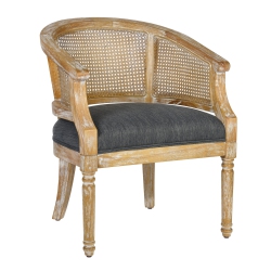 HOMY CASA Mid-Century Rattan Armchair Accent Chair Barrel Chair, Living Room Chairs With Distressed Solid Wood Frame, Bedroom Lounge Chair