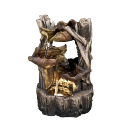 HI-LINE GIFT LTD Tree Trunk Fountain With 3 Leaves & Led