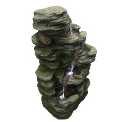 HI-LINE GIFT LTD Multilevel Stone Fountain With 3 Cool Led Lights In White