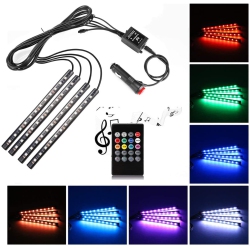 AGD Car Led Ambient Lamp Music Sync Atmosphere Interior Decorative Lights Remote Car Foot Light