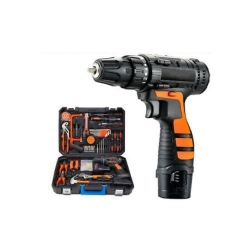 WORKPRO 112PCs 12V Cordless Drill Driver Set Household Hand Tool Kit W/ 2 Batteries