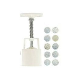 EZONEDEAL Mooncake Mould Moon Cake Decoration Mold With 10Ps Flower Stamps Baking Diy Tool