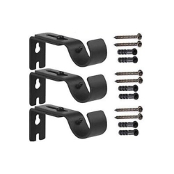 EZONEDEAL 3PCs Metal Single Hang Curtain Rod Holders Bracket Into Window Frame Rod Bracket