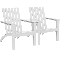 GYMAX Set Of 2 Outdoor Wooden Adirondack Chair Patio Lounge Chair W/ Armrest