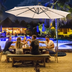 COSTWAY 10Ft Cantilever Solar Powered 32Led Lighted Patio Offset Umbrella Outdoor