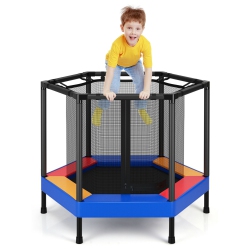 GYMAX 48" Hexagonal Kids Trampoline Recreational Bounce Jumper W/foam Padded Handrails