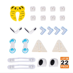 LIVINGBASICS 22PCs Eco-Friendly Material Baby Safety Kit for Bedroom With Drawer Right-Angle Lock, Safety Plug Cover And Pvc Corner Protector