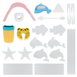 LIVINGBASICS 18PCs Eco-Friendly Material Baby Safety Kit for Whole Family to Protect Kids \w Anti-Slip Strips, Door Knob Safety Cover, Window Lock