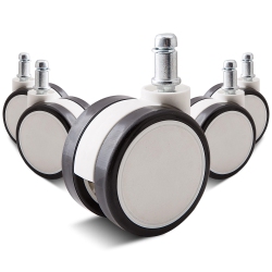 MOUSTACHE Universal Chair Replacement Casters Wheels, White, Set Of 5, Compatible With Office Chair, Gaming Chair, Computer Desk Chair
