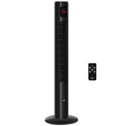 HOMCOM 46" Tower Fan for Bedroom, 70° Oscillating Bladeless Standing Fan With 3 Speeds, 3 Modes, 12H Timer, Led Display, Remote Controller In Black