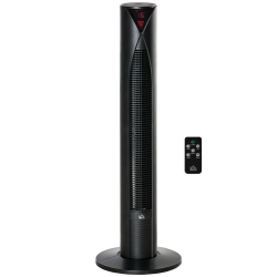 HOMCOM Freestanding Tower Fan Cooling for Home Bedroom With Oscillating, 4 Modes, 3 Speeds, 12H Timer, Led Sensor Panel, Remote Controller In Black
