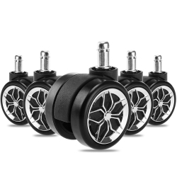 Universal Office Chair Casters, Set of 5 fit for office chair, gaming chair, computer desk chair (excludes IKEA)- in Black