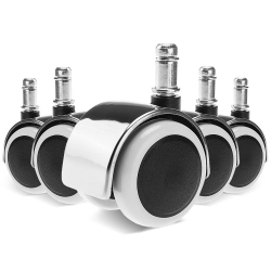 360 degree Universal Chair Casters, Set of 5, fit for office chair, gaming chair, computer desk chair (excludes IKEA)- in Silver