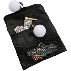 MOBILECADDY Golf Accessory Pouch - Multi Pocket Clip Zipper With Hook to Bag/golf Accessories Durable Nylon Holder