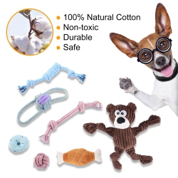 LIVINGBASICS 7 Packs Puppy Chew Toys for Teething, Squeaky Rope Dog Toys, Durable, Non-Toxic, Bite Resistant, Safe And Washable. - ®