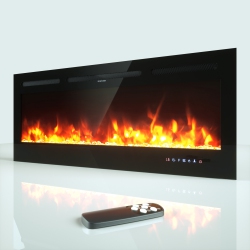 TOPBUY 36"/40"/50" Recessed Electric Fireplace Wall Mounted Heater W/remote Control 750W/1500W Mode Adjustable Flame